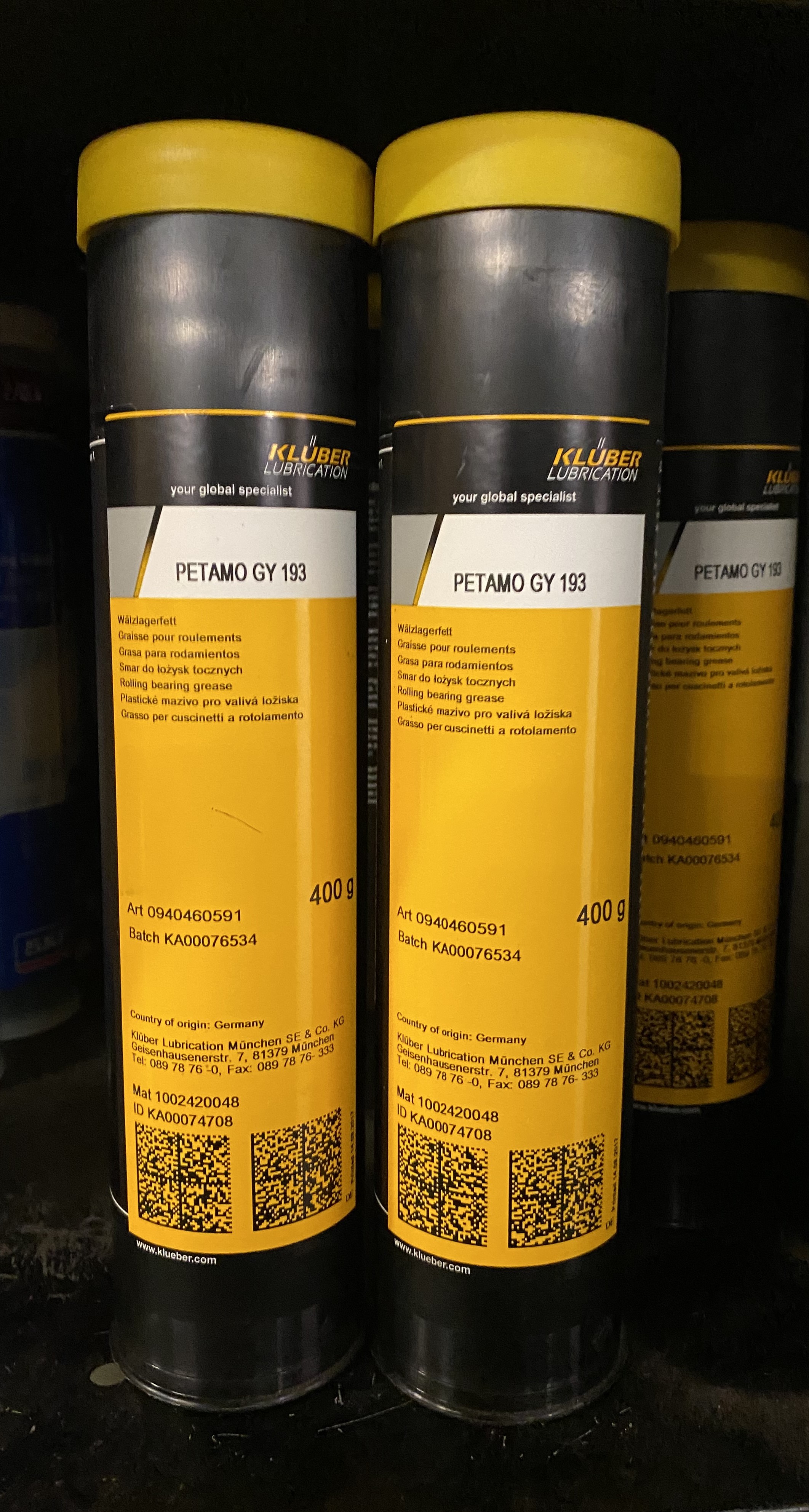 GREASE KLUBER GY193 PETAMO 400G CARTRIDGE