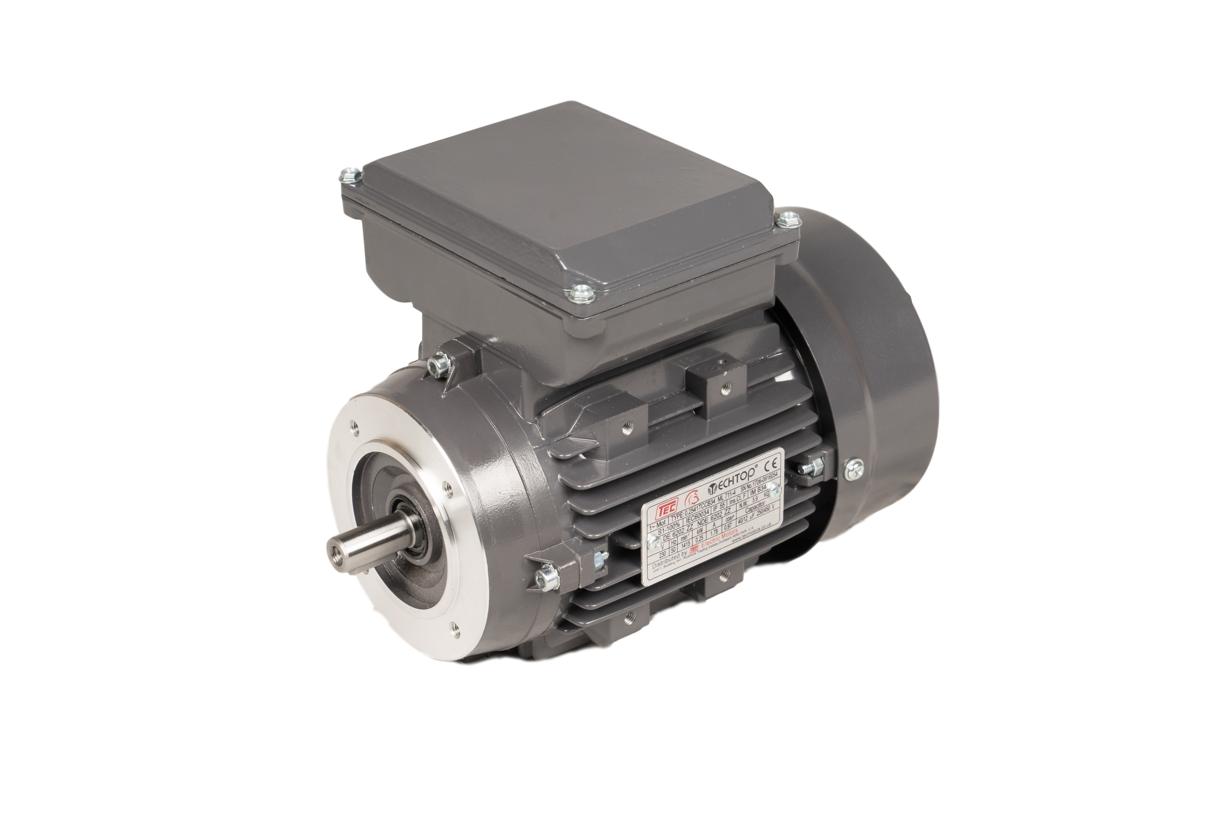 0.5521TPCB14 0.55kw, 2 pole, single phase, permanent capacitor motor B14 face mounted 2820 rpm