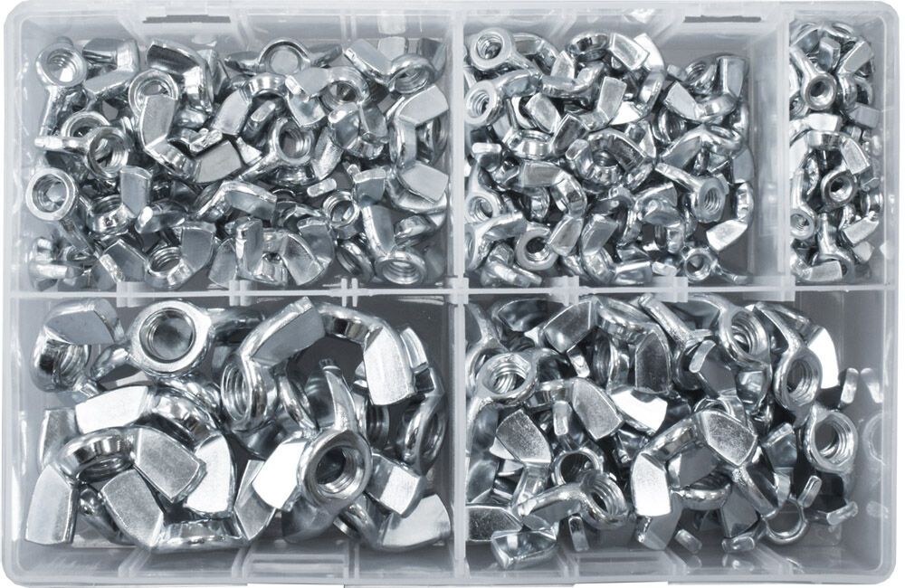 AT172 Assorted Steel Wing Nuts M5-M12 BZP (200) Various Types BZP