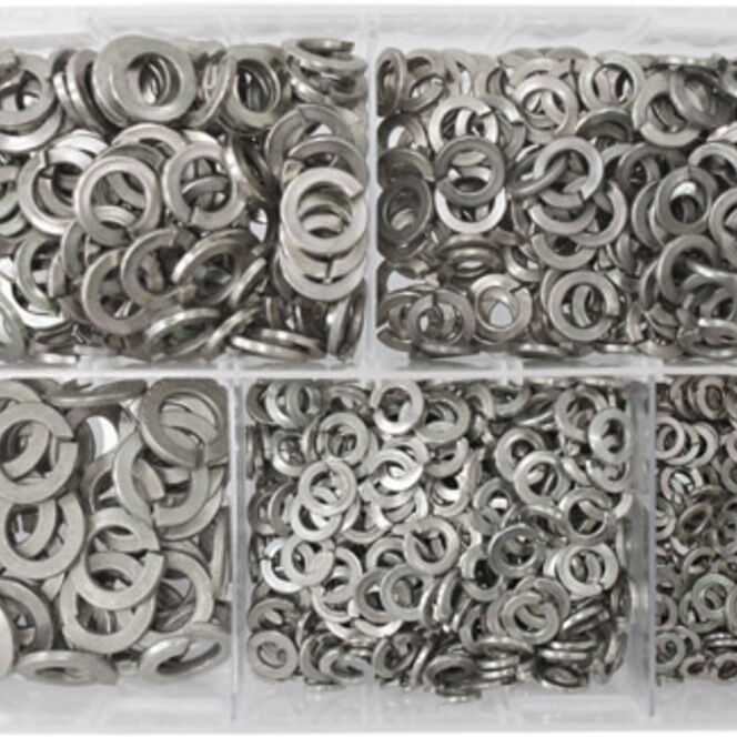 AT42 Assorted Spring Washers M5-M12 1000 Various Types BZP