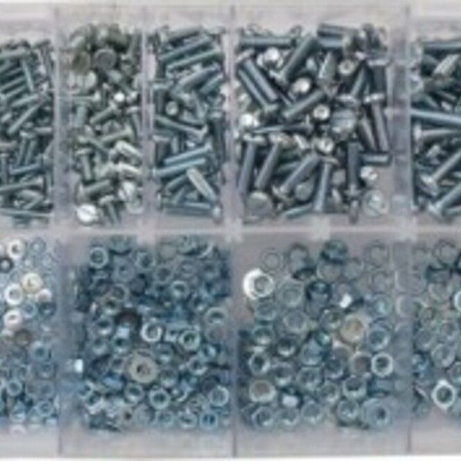 AT5 Assorted Machine Screws & Nuts BZP 840 pc Various Types BZP