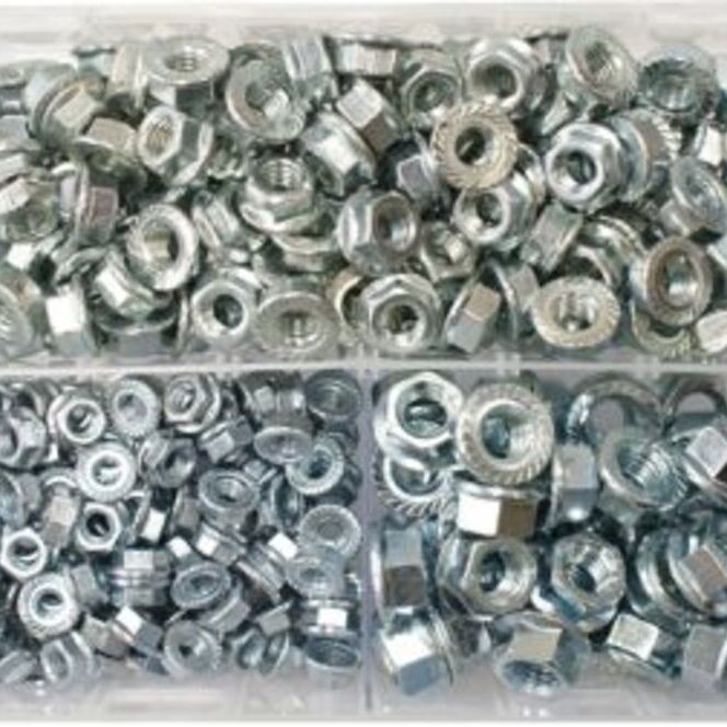AT77 Assorted Flanged Nuts Metric 370 Various Types BZP
