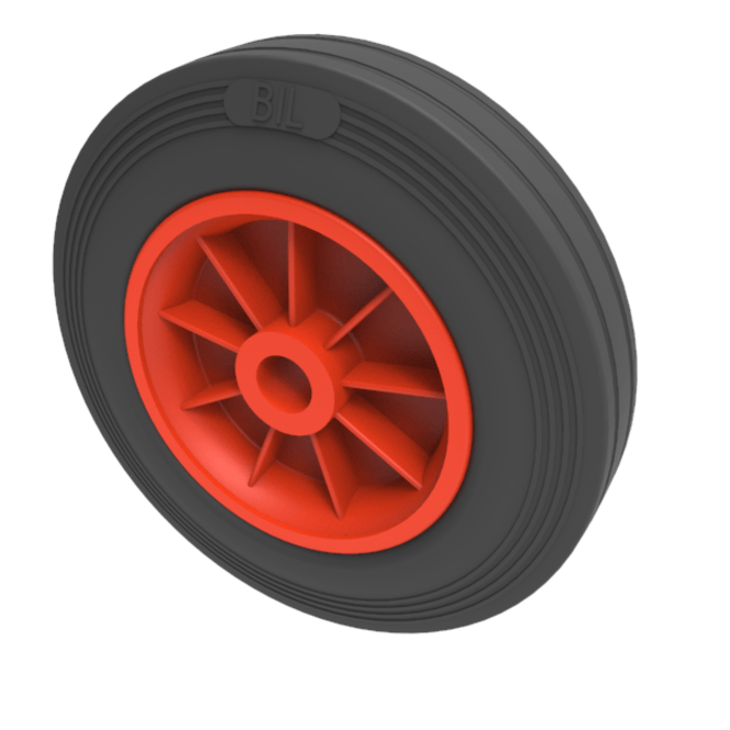 BZWPK25025451 250mm Wheel Medium Duty Solid Rubber Tyred Wheel Plain Bearing